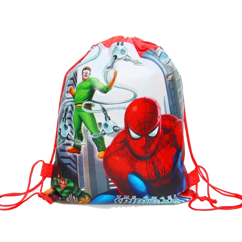 drawstring bag 1pcs Супер герой на тему Человека-паука вечерние одноразовые посуда бумажная салфетка под тарелку кружку баннер коробка конфет соломенная скатерть День Рождения Декор - Цвет: drawstring bag 1pcs