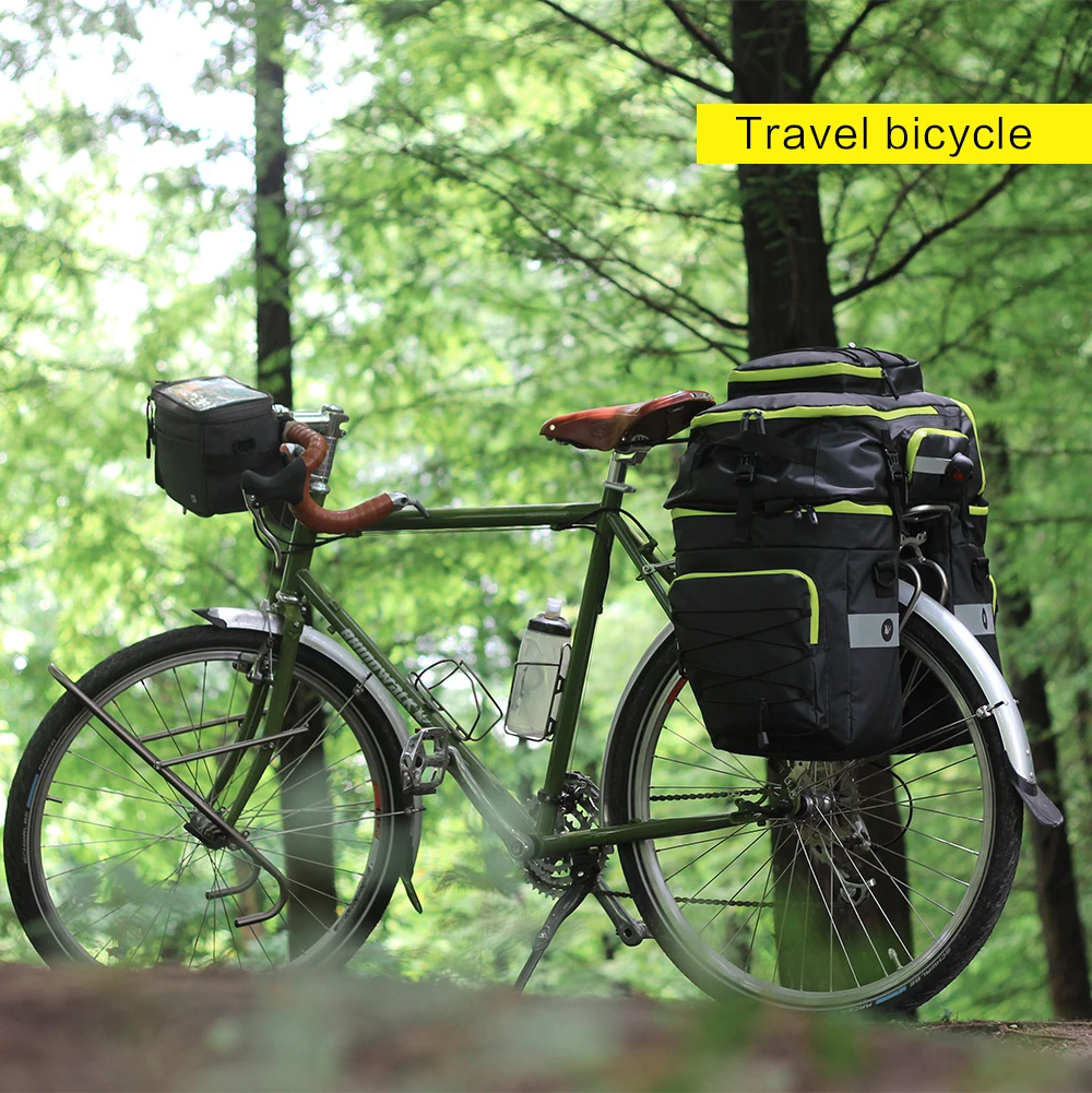 Best RHINOWALK Mountain Road Bicycle Bike 3 in 1 Trunk Bags Cycling Double Side Rear Rack Tail Seat Pannier Pack Luggage Carrier 70L 24