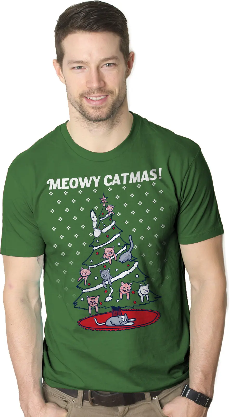 Для мужчин s meowy christmas игровой комплекс для кошек уродливые Рождественский свитер