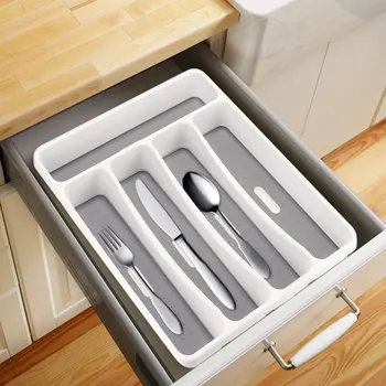 

2pcs Drawer Cutlery Tray Kitchen Cabinet Storage Box Buffet Plates Tableware 5 Compartment Divider Cutlery Tray Organiser