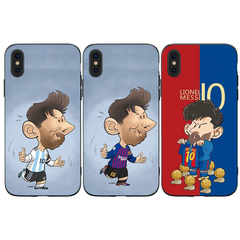 RKQ Футбол Мультфильм Месси Мягкий силиконовый чехол для телефона для iPhone 5S, SE 6 6S 7 8 Plus X XS XR 11 Pro Max ТПУ чехол