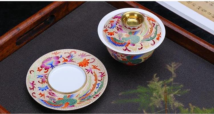 180 мл керамический фарфор Jingdezhen Gaiwan ручной работы эмаль цвет дракон феникс чайная чаша мастер чайная чашка коллекция украшений для дома