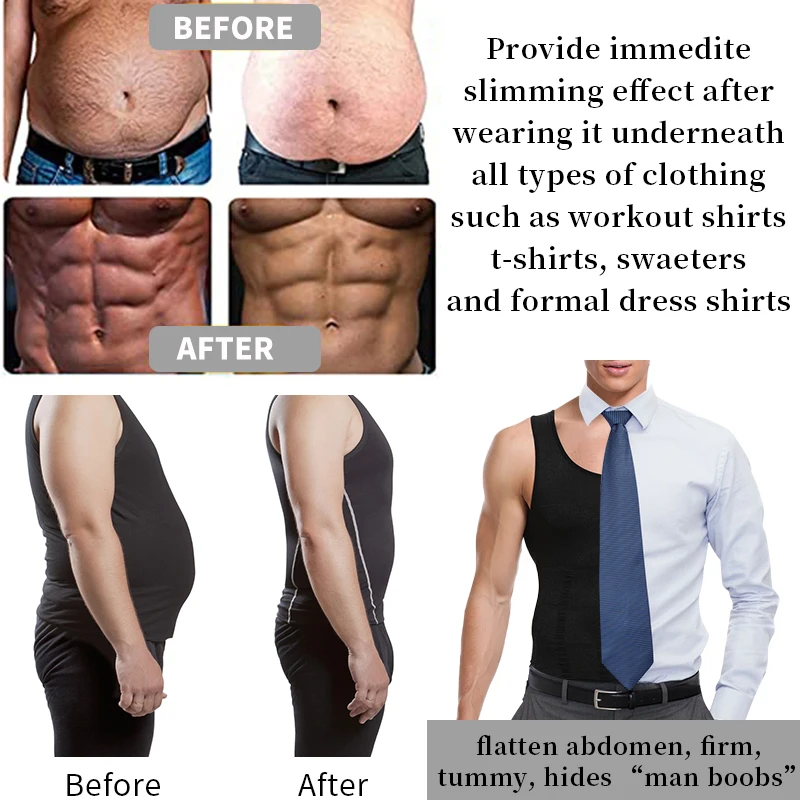 Mens Compression Shirt Slimming Body 