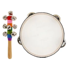 Музыкальный бубен ударный барабан Радуга рукопожатие погремушка для ритмического ритма