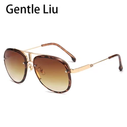 Fashion Metal Frame Round Sunglasses Men's Large Luxury Brand Designer Rimless Sun Glasses For Women's Vintage Eyeglasses UV 400