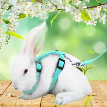 1pc ajustável macio poliéster pequeno animal de estimação coelho todo o corpo chicote trela cobaia lead rope para correr andando
