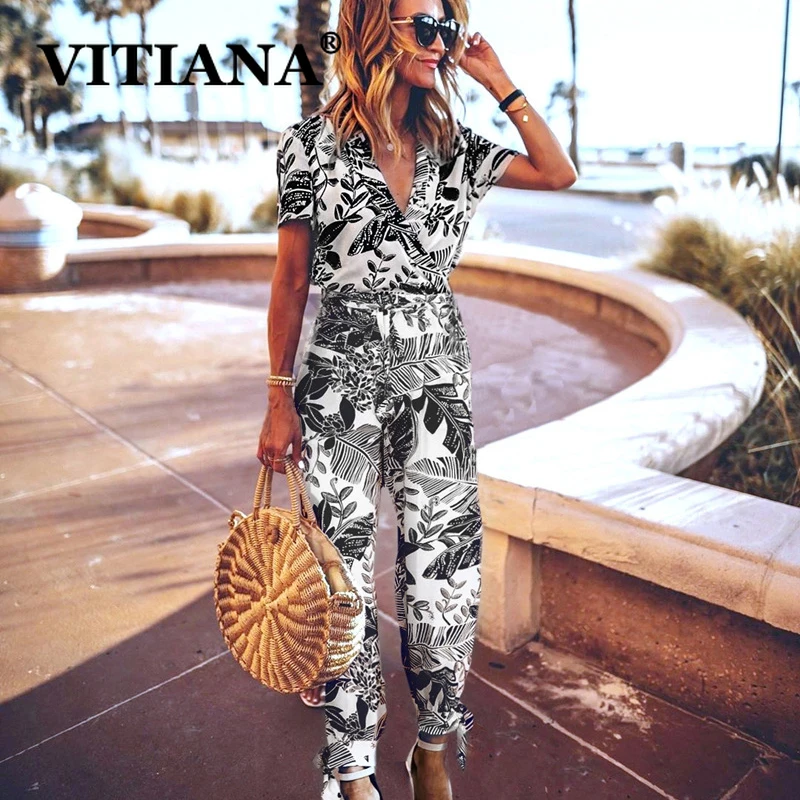 Женские повседневные пляжные комбинезоны VITIANA летние вечерние с коротким