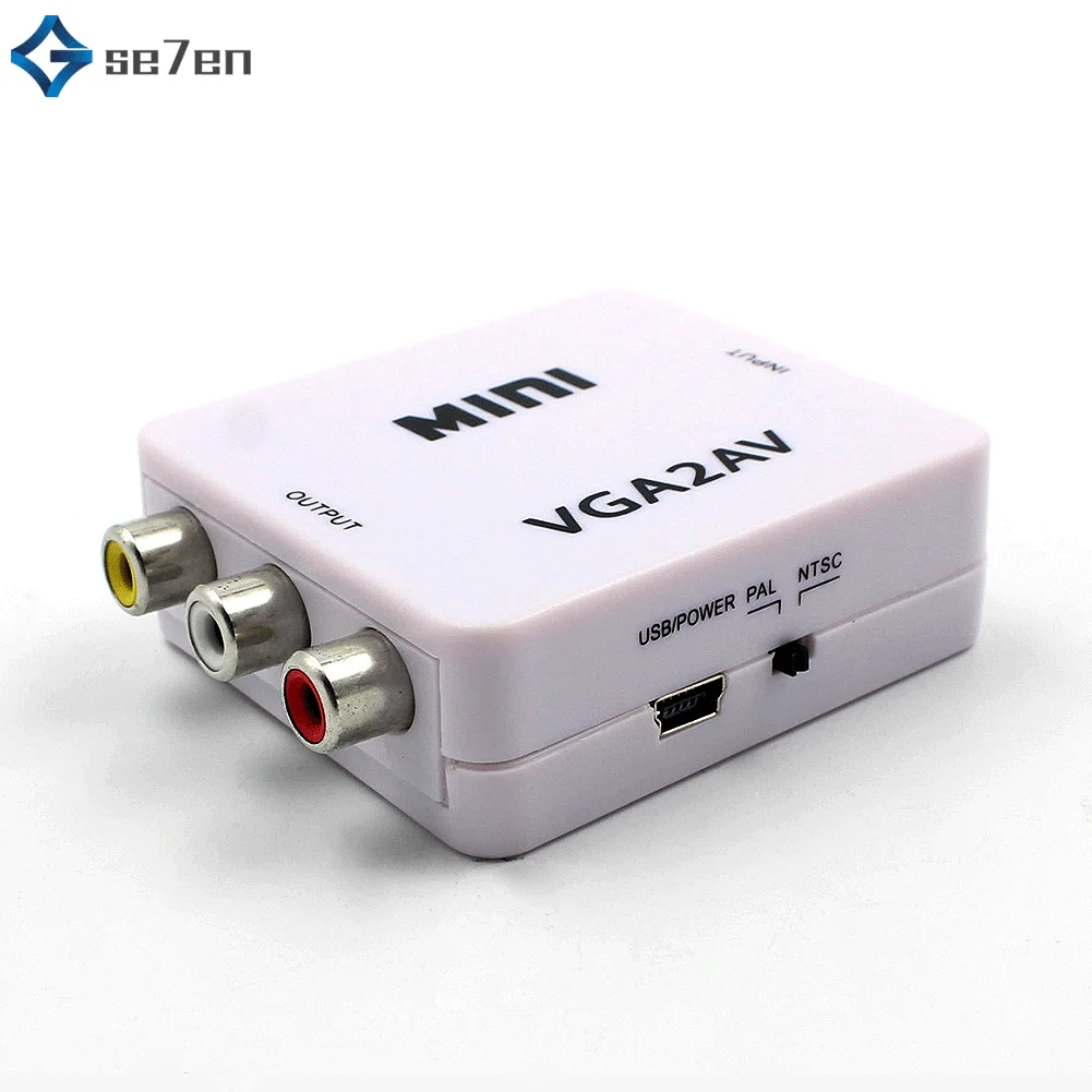 Мини HD 2AV VGA видео конвертер коробка AV RCA CVBS к VGA видео конвертер convoor с 3,5 мм аудио к ПК HDTV конвертер