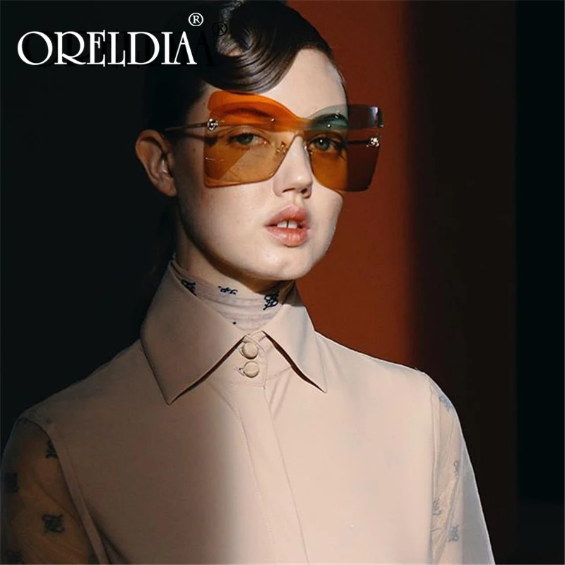 Oreldia, негабаритные, кошачий глаз, без оправы, солнцезащитные очки для женщин, винтажные, солнцезащитные очки для мужчин, без оправы, Ретро стиль, градиентные солнцезащитные очки, Uv400
