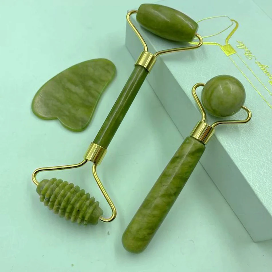 

Jade Roller Massager for Face Roller Skin Care Tools Gua Sha Jade Stone Face Massager Thin Face Lift Anti Wrinkle Facial Beauty