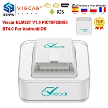Viecar-herramienta de diagnóstico de coche, accesorio ELM327 V1.5 PIC18F25K80 ODB2 escáner, Compatible con Bluetooth 4,0 para IOS ELM 327 V 1 5 OBD 2 OBD2