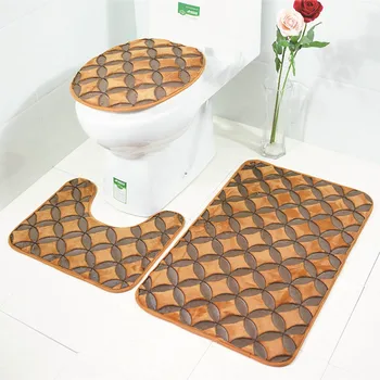 

3pcs 3D Stone Absorbent Bathroom Carpet Set Washable WC Toilet Douche Mats Anti-slip Bath Mat Pedestal Rug Toilet Lid Cover