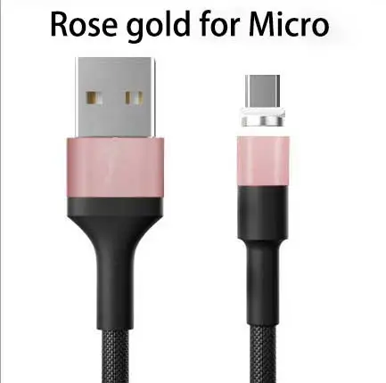 Rose gold Micro 360 градусов Поворот круговая Магнитный строка данных для iPhone X 8 7 6 Plus& кабель Micro USB и кабель Тип usb-C кабель с разъемом usb-c - Цвет: Rose gold Micro