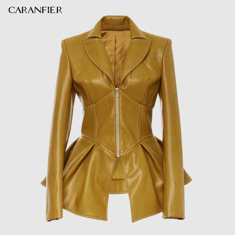 CAMEL CARANFIER Женская куртка искусственная кожа полиуретан куртка женская зимняя Весенняя мотоциклетная куртка черная искусственная Готическая кожаная куртка - Цвет: CAMEL