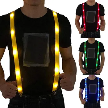 

LED Glow Light Up Suspenders Adjustable Elastic Outdoor Sports Warning Chest Strap B99