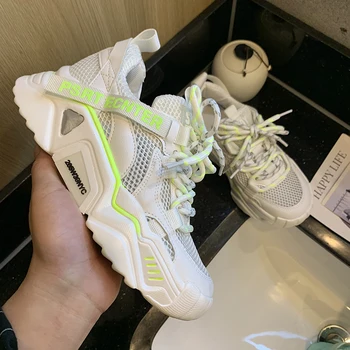 

2020 Ins Hot Sale Autumn Fashion Women Casual Shoes Mesh Breathable Platform Sneakers Ladies White Trainers Chaussure Femme