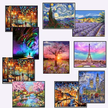 

HOT Scenery DIY Oil Painting By Numbers Wall Art Canvas Pictures Drawing For Home Decoration HandPainted Painting for Home Decor