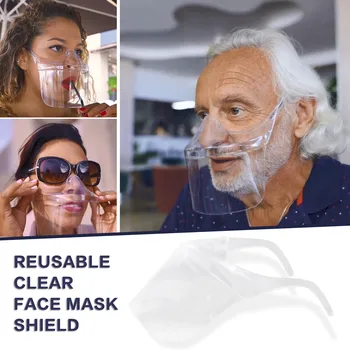 

Fashion Ear Hold Transparent Mouth Caps Reusable Durable Face Mask Protective Combine Plastic Transparent Reusable Mouth Mask