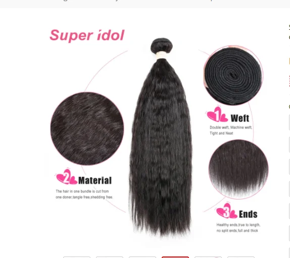 Pacotes de Cabelo Super Idol Brasileiro Kinky Straigt 100% Remy Tecer Cabelo Humano Pacotes Comprimento Longo Cor Natural 3 Extensões 1 Cheap Pacotes com 34