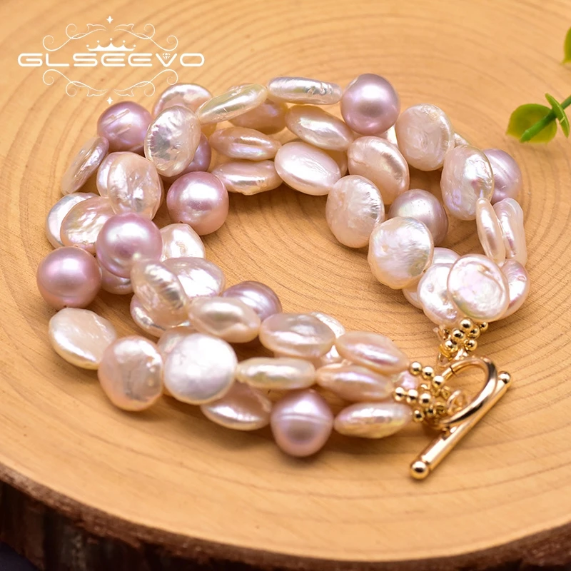 

GLSEEVO Original Design Natural Fresh Water Baroque Pearl Multi-layer Bracelet For Women Girls Party Bohemia Fine Jewelry GB0194