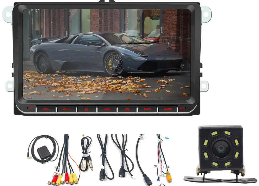" 2din Android 8 Автомагнитола gps навигация для Volkswagen Skoda Octavia Golf 5 6 touran passat B6 Jetta polo tiguan стерео wifi - Цвет: with 8LED camera