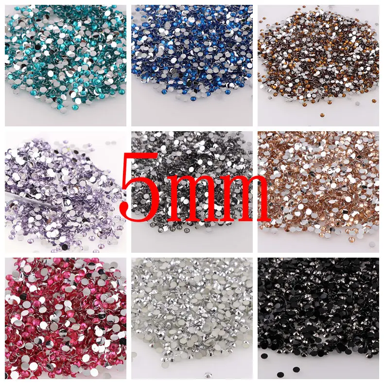 

5mm 500pc 3D Nail Art Resin Flatback Rhinestones Non Hotfix Flatback Nail Rhinestoens For DIY Clothes Nails Jewelry Decorations