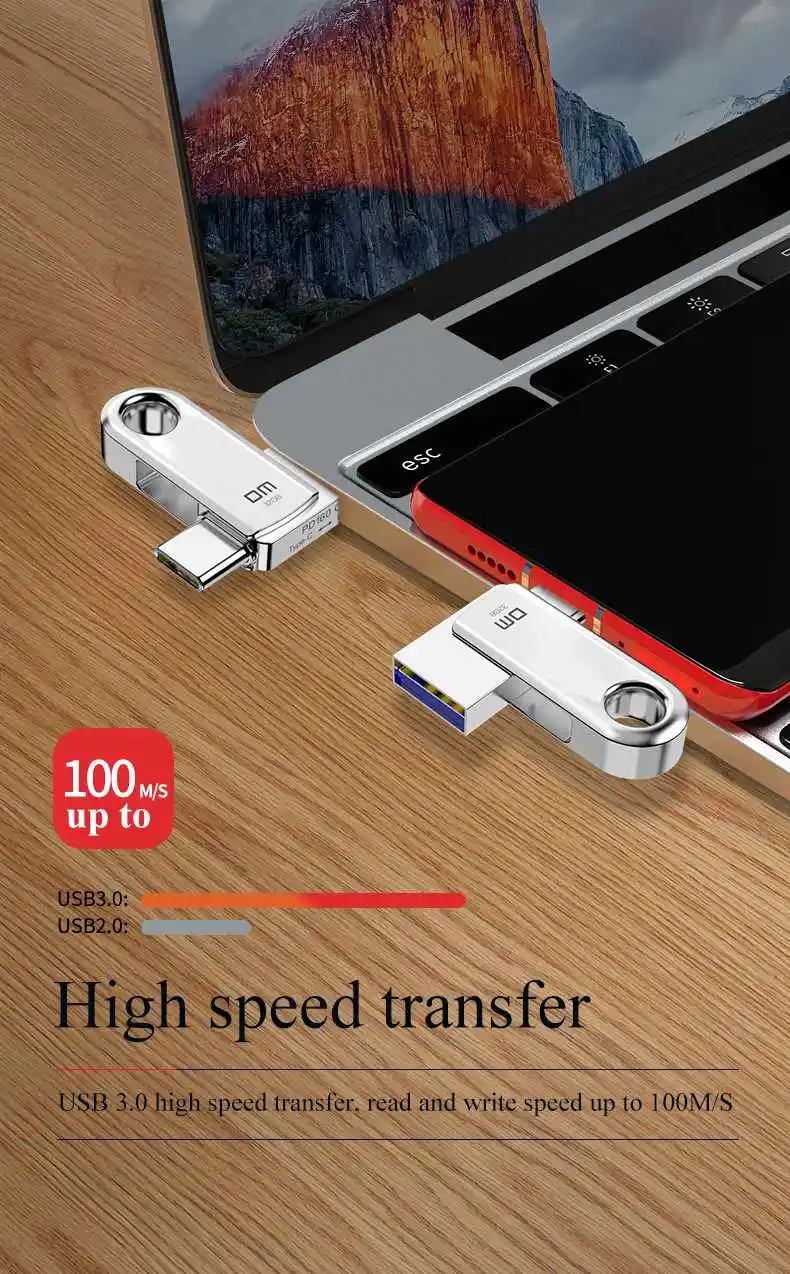 DM USB флеш-накопитель type-C USB 3,0 PD160 32 Гб 64 Гб 128 Гб OTG флеш-накопитель для смартфонов, планшетов, ноутбуков для MacBook