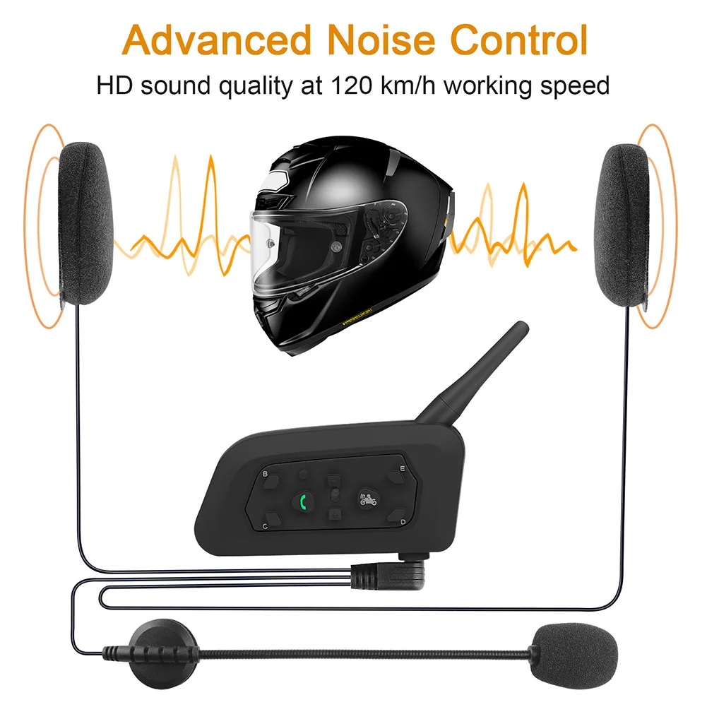 V6 V4 Motorcycle Helmet Headset Speaker Mic Bluetooth Handsfree Music Call Clip 