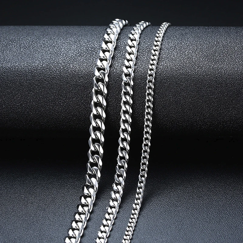 MEN MIAMI CUBAN LINK CHAIN NECKLACE THICK CURB CHAIN CHOKER TRENDY JEWELRY CHUNKY LAYERING STATEMENT NECKLACES 3 TO 7 MM - Image 2