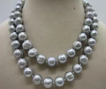 

GORGEOUS 10-11MM SOUTH SEA BAROQUE SILVER GREY PEARL NECKLACE 36INCH 50"