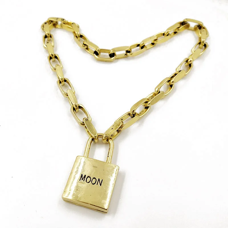 LOCK CHOKER Rongho, дизайн, многослойная металлическая голова человека, женские ожерелья-чокеры, золотая монета, круглая подвеска, ожерелье, винтажные цепочки, ожерелье - Окраска металла: LOCK CHOKER