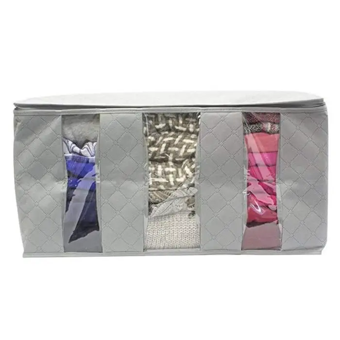 2 Color Modern Durable Clothes Blanket Storage Bag Organizer Box Pouch Wardrobe Organizer Gray, Blue organizer Storage for Home