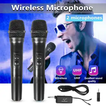 

Professional UHF Karaoke Dual Wireless Microphone Speaker Dual Channel Handheld Microphone With Receiver for Meeting Speech Part