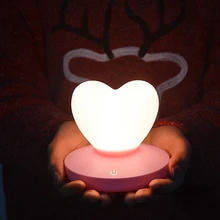 Night Light Adjustable Romantic Rose Flower Heart Shape Table Lamp Touch Control Led Decoration For Day Sweetheart Wife'S Gifts