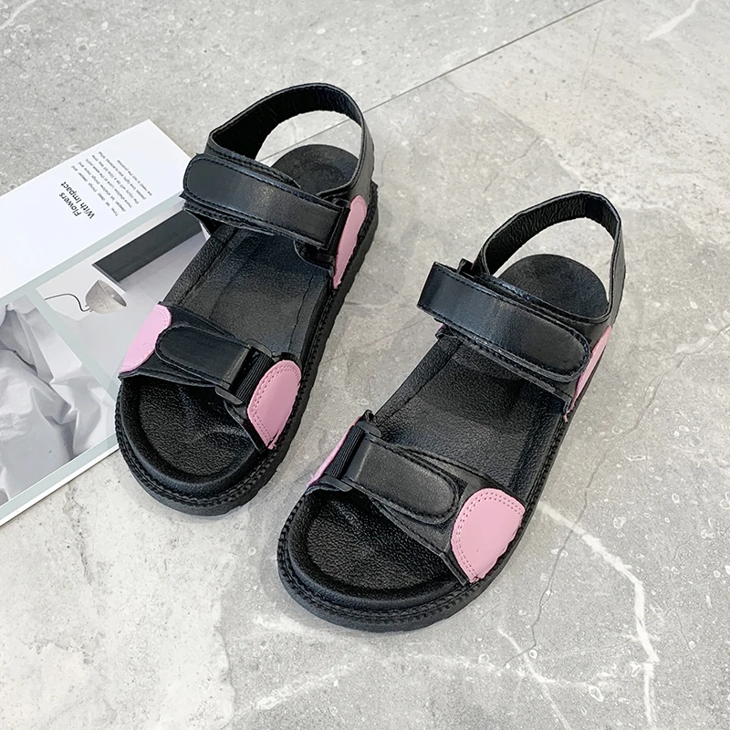 Женские однотонные универсальные сандалии Летняя дышащая повседневная обувь