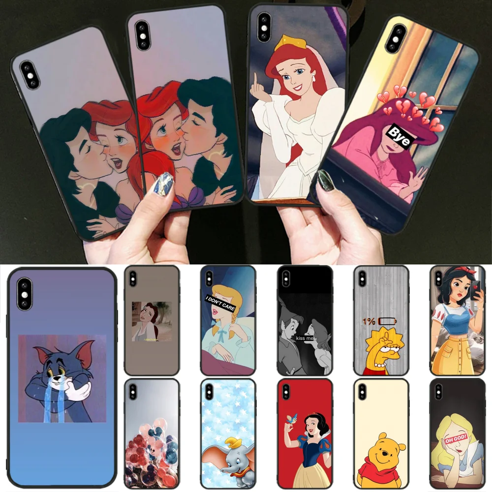 Reayou Disney Cartoon Black Soft Shell Phone Case Capa For IPhone 11 Pro XS MAX 8 7 6 6S Plus X 5 5S SE XR Cover