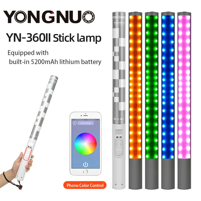 YONGNUO YN360 II ICE/Pixel LED Stick 3200k 5500k App control Bluetooth Light RGB Colorful Photo LED Stick - AliExpress