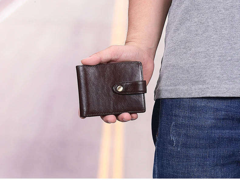 GENODERN модный новый тонкий мини-кошелек для мужчин ультра тонкий маленькая кнопка-Застежка Кошельки с держателем водительских прав тонкие