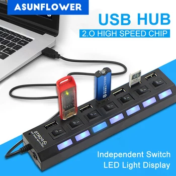 

USB HUB 7 Port 2.0 With On/Off Switch USB Splitter for MacBook Air Pro Dock Desktop Laptop Hab Adapter PC Computer Accessories