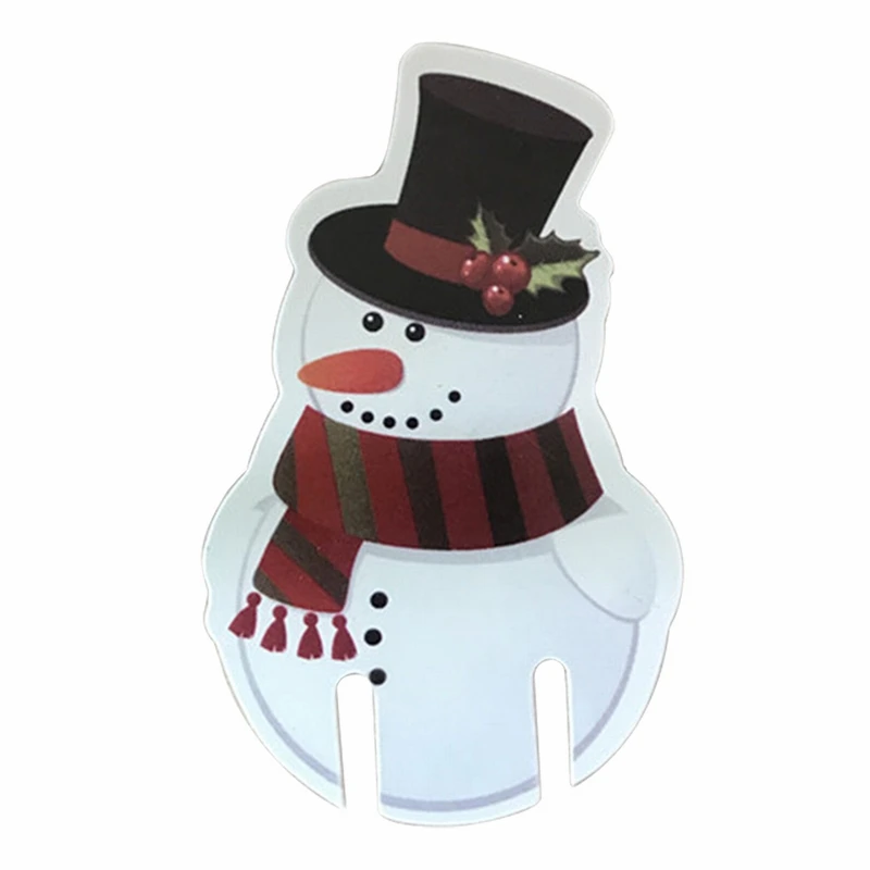 

10PCs New Year Wine Glass Card Paper Christmas Red Wine Glass Card Xmas Hat Santa Claus Snowman Christmas Decorations New