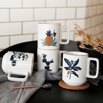 

Simple European Plant Series Ceramic Coffee Cup Home Water Cup Afternoon Tea Cup Gift set Mugs