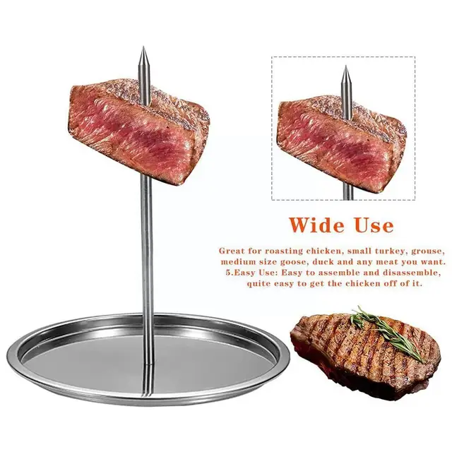 Acél Függőleges Nyárs Barbecue Tüskés Baromfi Fogas Húsállvány Bbq Pörkölés Brazil Tüskék Rack Grillezés Nyársa A7L1 - Image 4