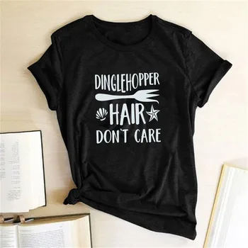 

Dinglehopper Hair Dont Care T-Shirt The Little Mermaid Ariel Tshirt Short Sleeve Graphic Tees Tops Womens 2020 Magliette Donna