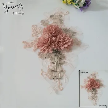

New arrive 3D Flower Lace Collar Embroidery Neckline DIY Sewing Craft Lace Applique Dress Decoration Accessories 1 pcs sell