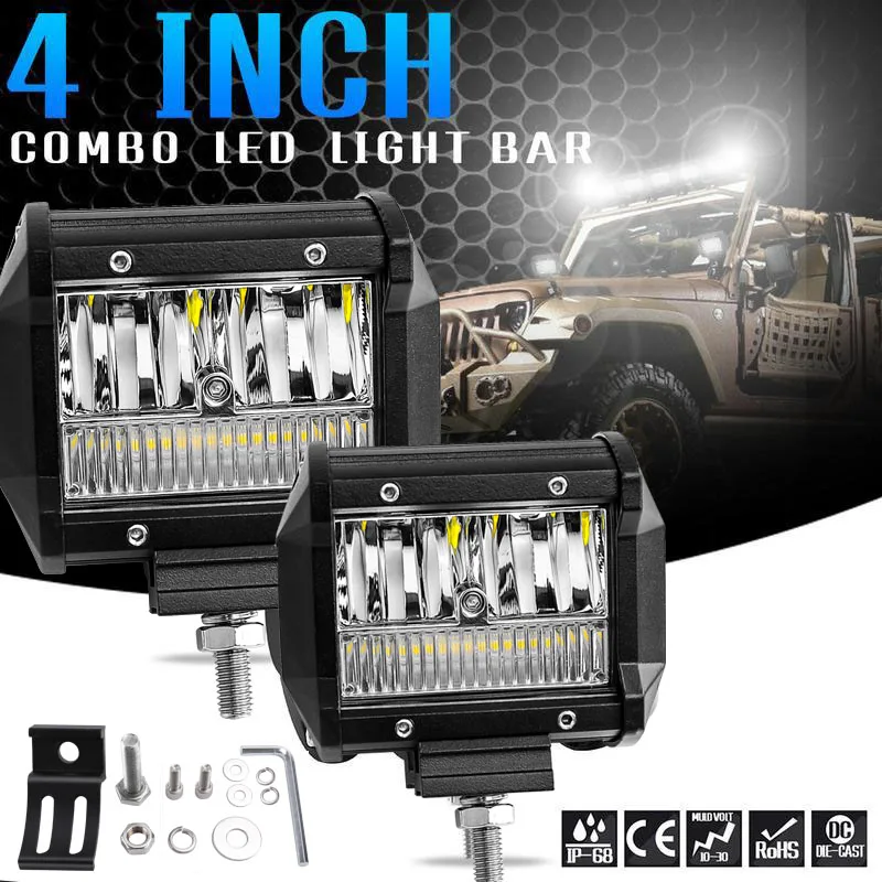 

BRAVEWAY 9D Led Work Light 4 inch Combo Light Bar Motorcycle Headlight Truck Car 20W Off-Road 12V 24V drl Driving Bulb