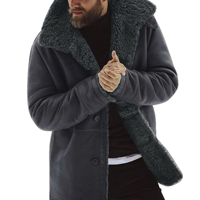 price cut  New Men Winter Thick Warm Jackets Male Fleece Lined Jackets With Fur Collar Outwear 2019 Autumn Sol