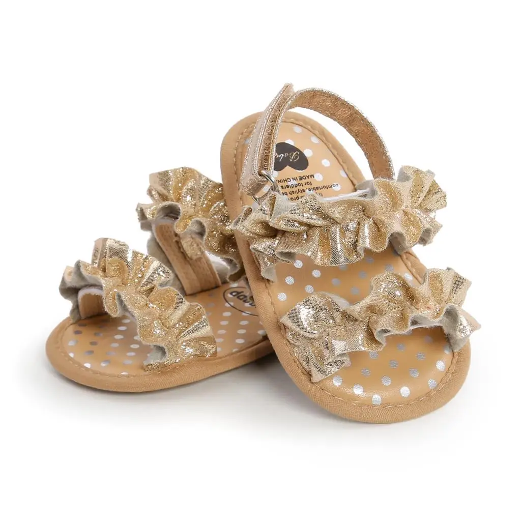 Fashion Anti-Slip Soft Sole Ruffle Flat Shoes Toddler Baby Girls Summer Sandals