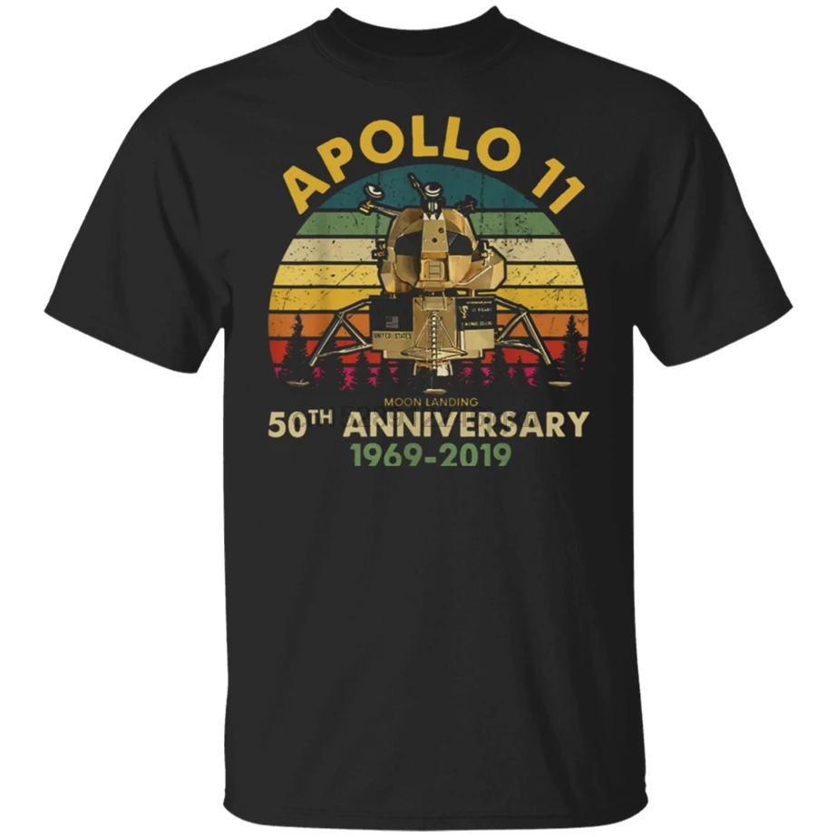 Мужские Apollo 11 50Th Юбилей 1969-2019 футболка Размеры M-3Xl дышащая топы |