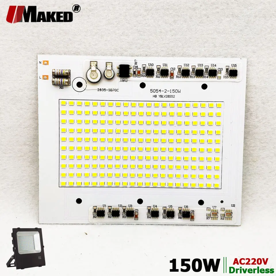 Светодиодный прожектор 150 Вт ac220в SMD 2835 PCB 146x120 мм светодиодный умный IC драйвер