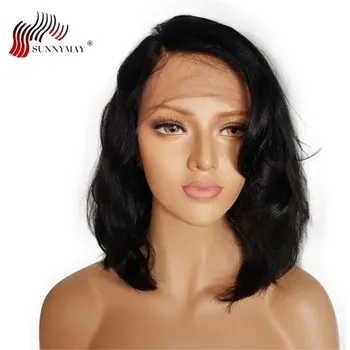 

Sunnymay Short Bob Lace Front Human Hair Wigs With Baby Hair 8 to 14 Inch Glueless Brazilian Remy Wavy Wigs Bleached Knots